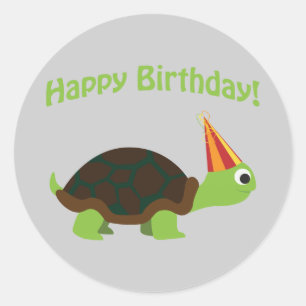 Sticker Rond Joli anniversaire ! Tortue