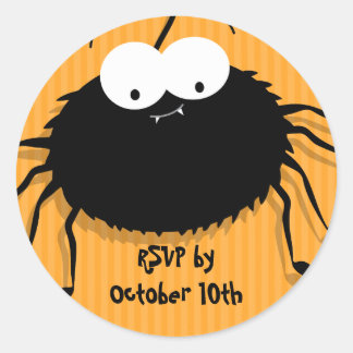 Sticker Rond Joli Araignée Halloween RSVP Enveloppe Phoques