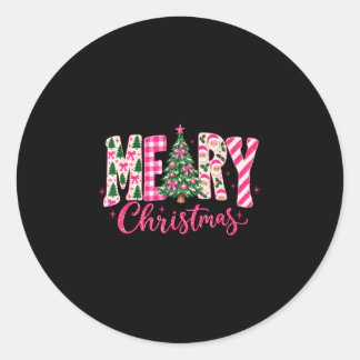 Sticker Rond Joli arbre de Noël rose coquet pour enfants