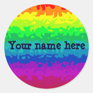 Sticker Rond Joli arc-en-ciel abstrait sauvage ajouter votre no
