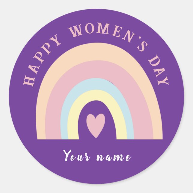 Sticker Rond Joli arc-en-ciel Joyeux jour féminin coutume (Devant)