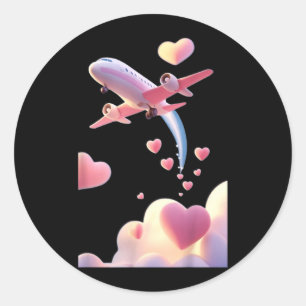 Sticker Rond Joli avion drôle unisexe pour hommes et femmes