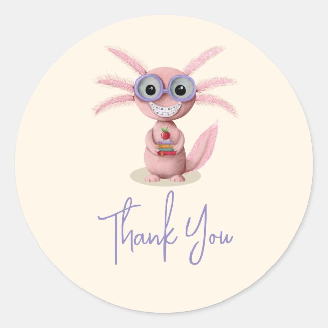 Sticker Rond Joli Axolotl Merci  (Devant)