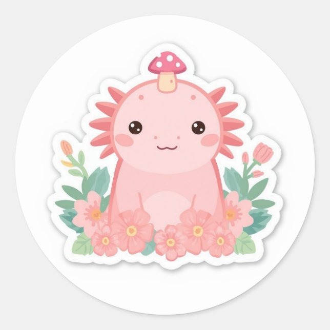 Sticker Rond Joli axolotl rose  (Devant)