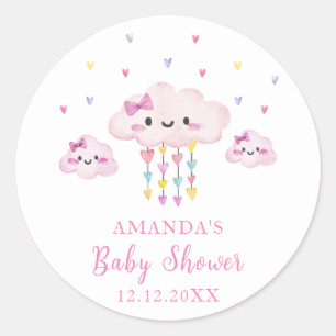 Sticker Rond Joli Baby shower d'amoureux à goutte de pluie colo