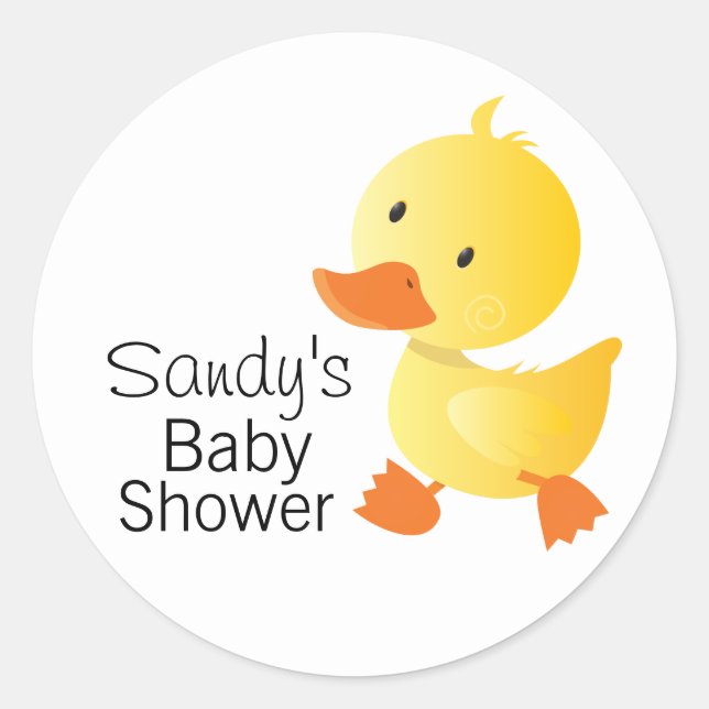 Sticker Rond Joli Baby shower de Duckie Jaune (Devant)