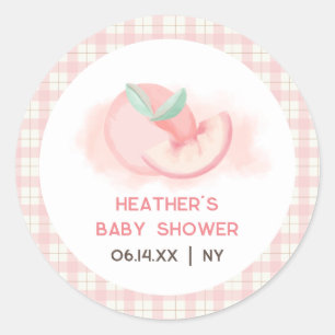 Sticker Rond Joli Baby shower rose En vichy rose pâle