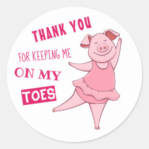 Sticker Rond Joli Ballet Rose Danse Cochon