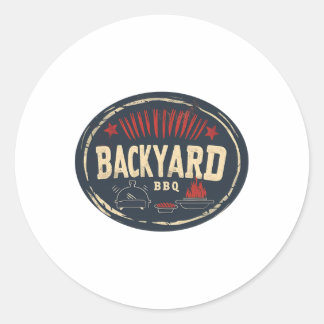 Sticker Rond Joli Barbecue Byckyard Avec Amis Et Famille