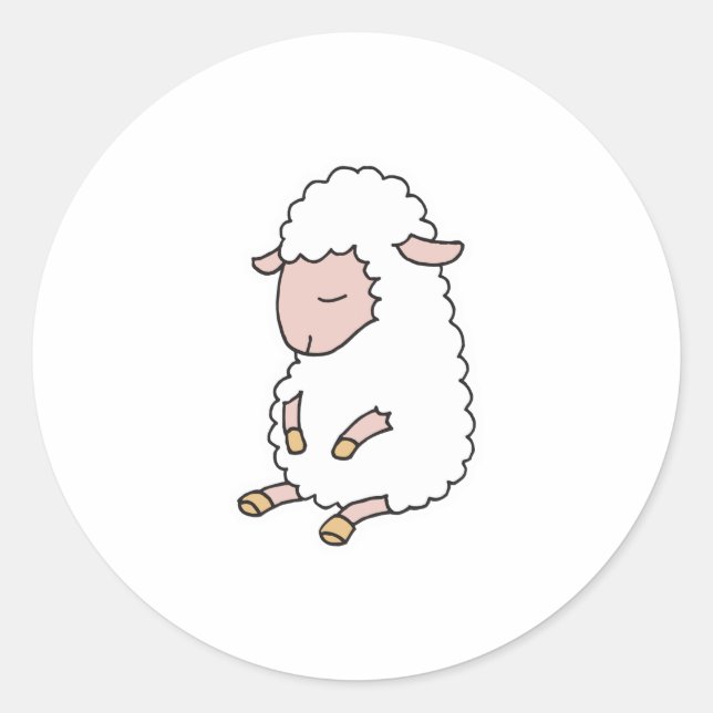 Sticker Rond joli bébé agneau (Devant)