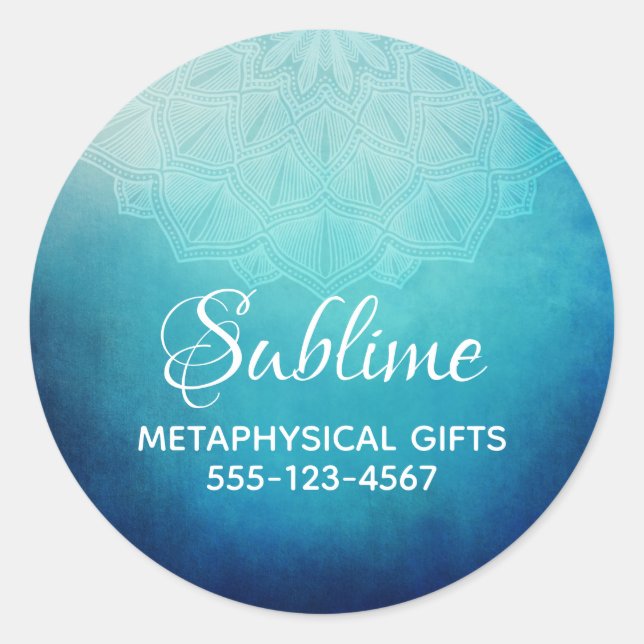 Sticker Rond Joli Blue Mandala Abstrait Business (Devant)