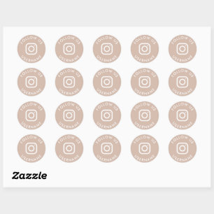 Sticker Rond joli boho beige personnalisé instagram médias soci
