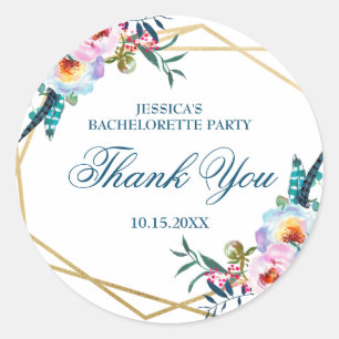 Sticker Rond Joli Boho Floral Bachelorette Party