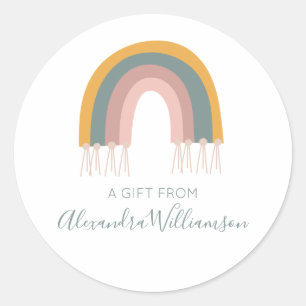 Sticker Rond Joli Boho Rainbow Un Cadeau De Personnalisé
