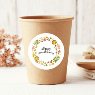 Sticker Rond Joli Bon thanksgiving de couronne d'automne amusan