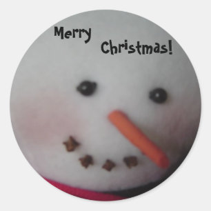 Sticker Rond Joli Bonhomme de Neige