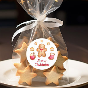 Sticker Rond Joli bonhomme en pain d'épices Joyeux Noël