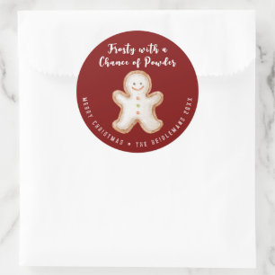 Sticker Rond Joli bonhomme en pain d'épices rouge Noël