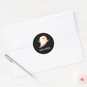 Sticker Rond Joli Boo-tiful Halloween Ghost Art