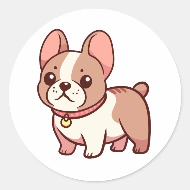 Sticker Rond Joli Bouledogue Français  (Devant)