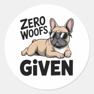 Sticker Rond Joli Bouledogue Français Amour pour Chien Sarcasiq
