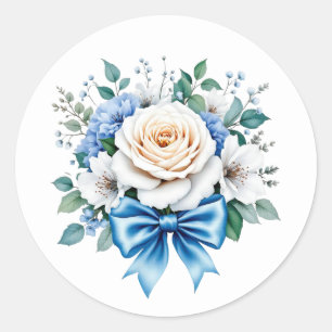 Sticker Rond Joli bouquet de mariage personnalisable 