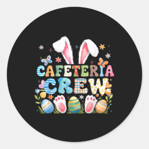Sticker Rond Joli Bunny déjeuner Lady Cafeteria Crew Pâques