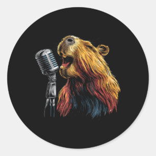 Sticker Rond Joli Cabiai Chantant pour Garçons et Filles de Kar