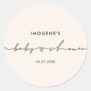 Sticker Rond Joli cachet d'enveloppe de Baby shower de script b