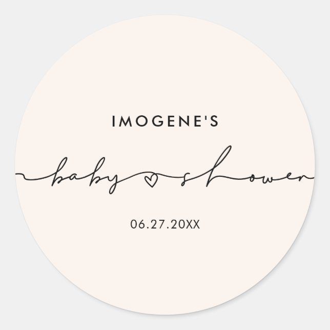 Sticker Rond Joli cachet d'enveloppe de Baby shower de script b (Devant)