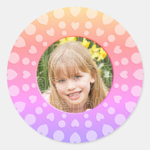Sticker Rond Joli cadre de coeur doux coloré modèle