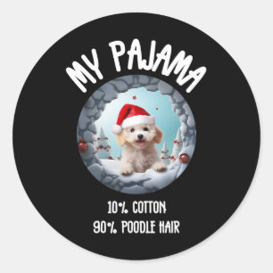 Sticker Rond Joli caniche de Noël - Drôle Chien Conception pour