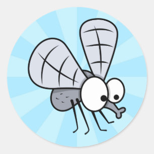 Sticker Rond Joli Cartoon House Fly
