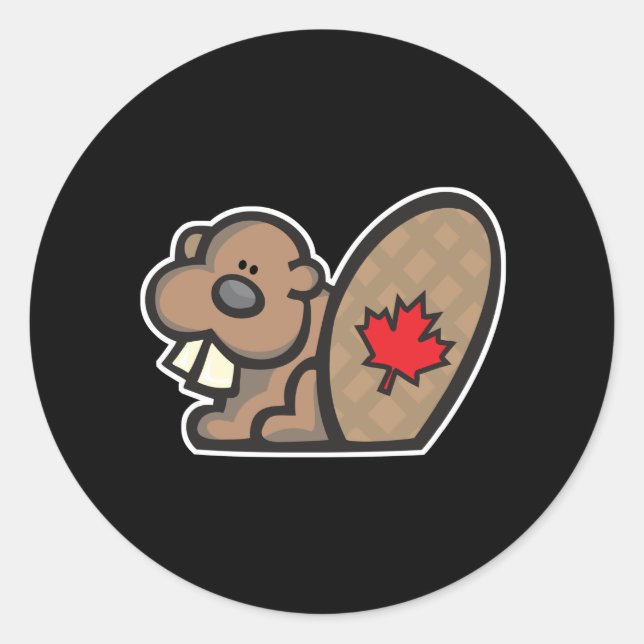 Sticker Rond joli castor canadien (Devant)