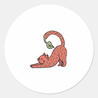 Sticker Rond Joli chat fraise 🐈🍓