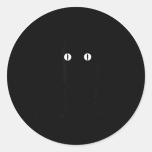 Sticker Rond Joli Chat Noir d'Halloween avec Moustaches Heureux