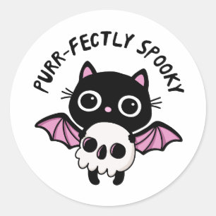 Sticker Rond Joli chat noir Halloween