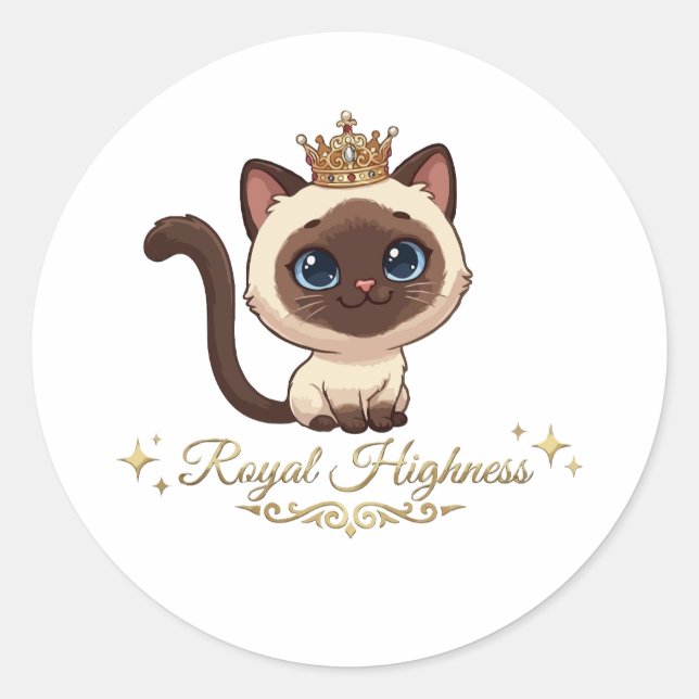 Sticker Rond Joli chat siamois royal (Devant)