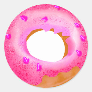 Sticker Rond Joli chevalet de mur de donut rose