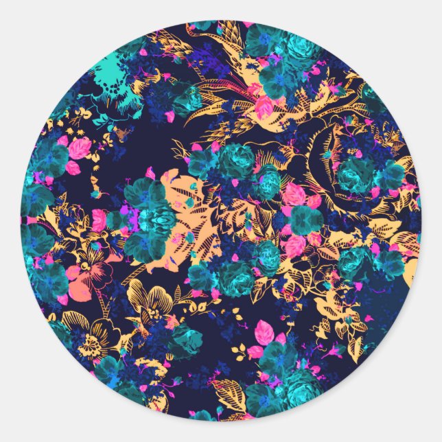 Sticker Rond Joli chic fleurs abstraites arrière - plan (Devant)