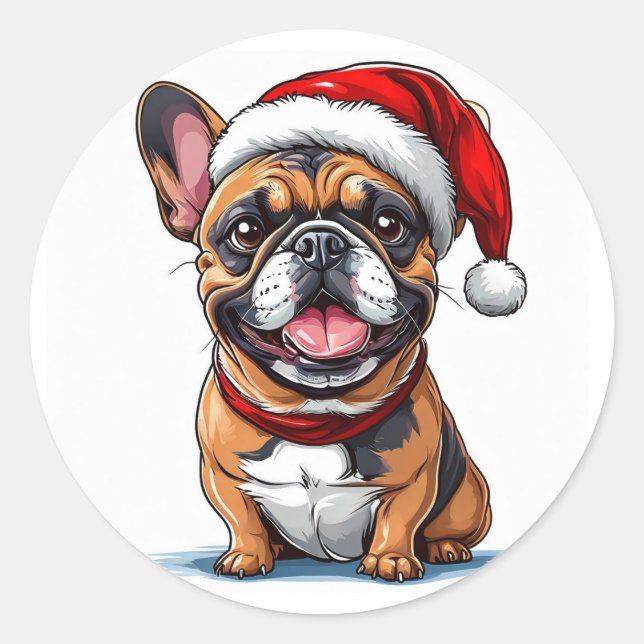 Sticker Rond Joli chien de Noël (Devant)