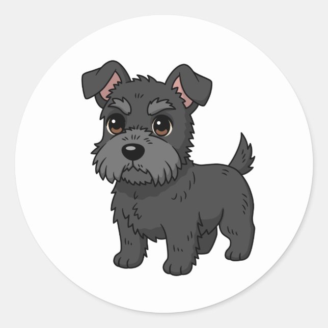 Sticker Rond Joli chien Terrier Écossais noir (Devant)