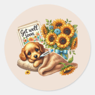 Sticker Rond Joli chiot de rétablissement