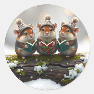 Sticker Rond Joli chœur de souris des champs chantant avec des