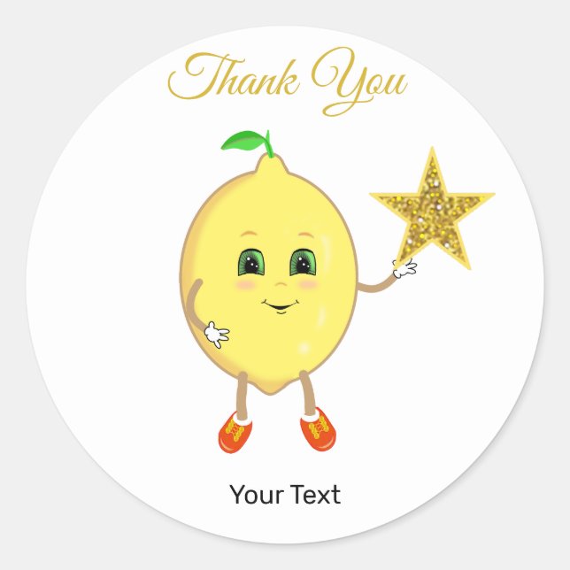 Sticker Rond Joli citron et étoile de logo Merci (Devant)