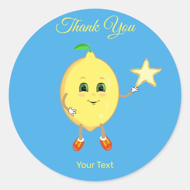 Sticker Rond Joli citron et étoile de logo Merci (Devant)