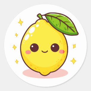 Sticker Rond Joli citron jaune heureux