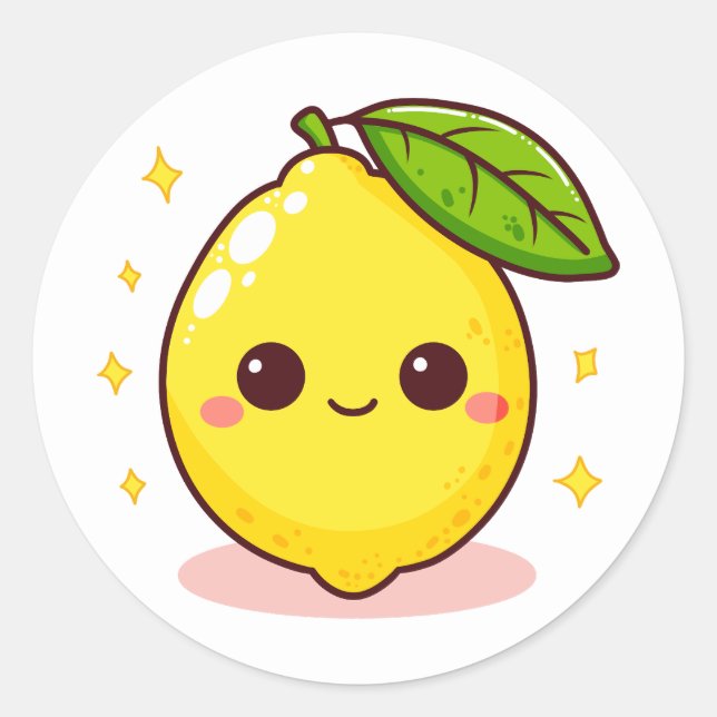 Sticker Rond Joli citron jaune heureux (Devant)