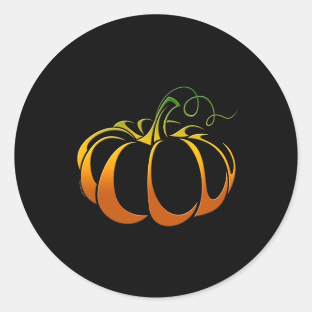 Sticker Rond Joli Citrouille dans les nuances d'automne automne (Devant)