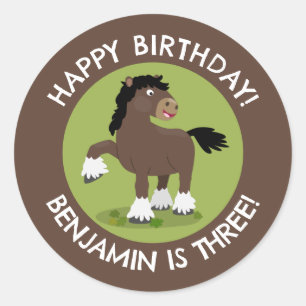 Sticker Rond Joli Clydesdale cheval anniversaire personnalisé